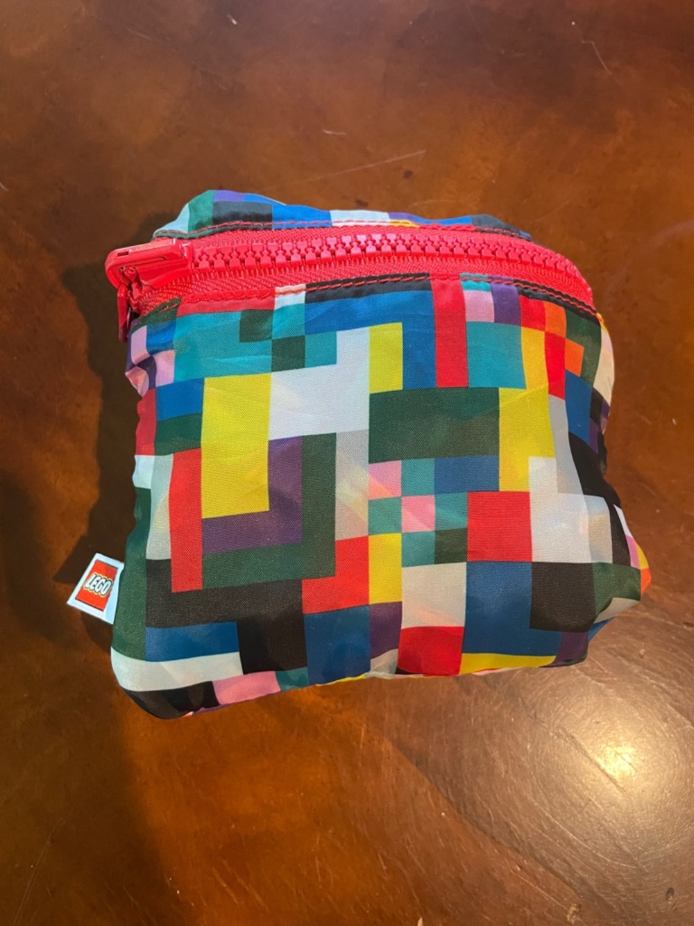 LEGO Multicolor Pixel Zip Pouch Bag Reusable Red Zipper Collectible Washable